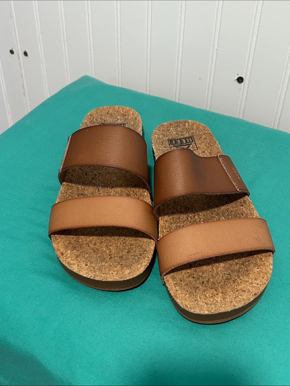 Reef Women's Two-Strap Cork Slide Sandals - Two Tone Brown - SZ: 8